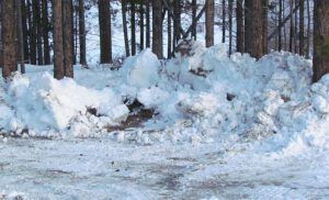 piles of ploughed snow (The Grader Cometh)