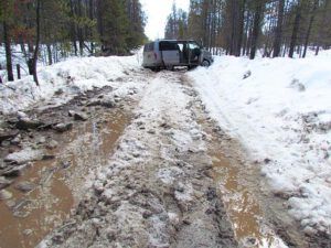 van bogged on my bush road (Breakup)