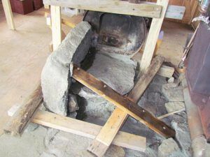 First wall on stove (Building a Stone Oven Part Two)