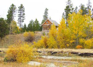 cabin from river (The First Cabin at Ginty Creek.)