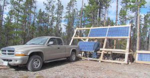 jim and panels (Work is stumbling along at Ginty Creek)