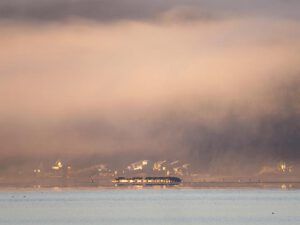 g pink mist and lit houses (Staying at Union Bay)