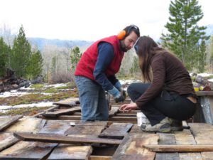 h. building deck (Frantic work on the house.)