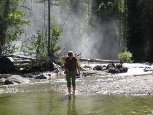 6. wading to a sandbar (The Falls on the Klinaklini River)