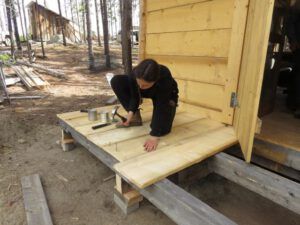 2 Lina and porch (2014 Cattle Drive Party)