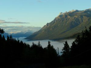 3 fog in valley (Bird Banding at Tatlayoko Lake)