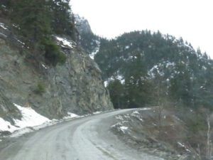 13 up Hill in rain (Down the Bella Coola Hill)