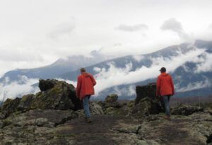 8b walking on lava beds u (Highway 16 Book Tour – Nisga’a Lava beds.)