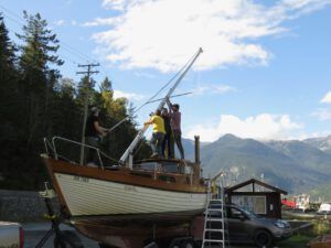 12  lowerinbg mast 2 (Taking The Boat Out, Bella Coola)