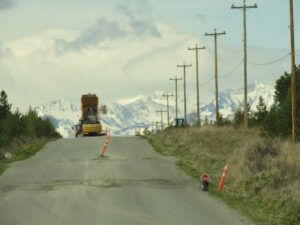 pothole work (Down the bella coola hill again.)
