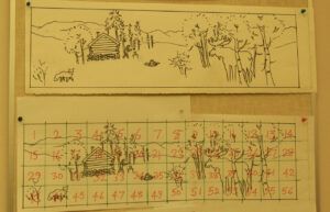 drawing plus squares (“INDIAN SUMMER”)